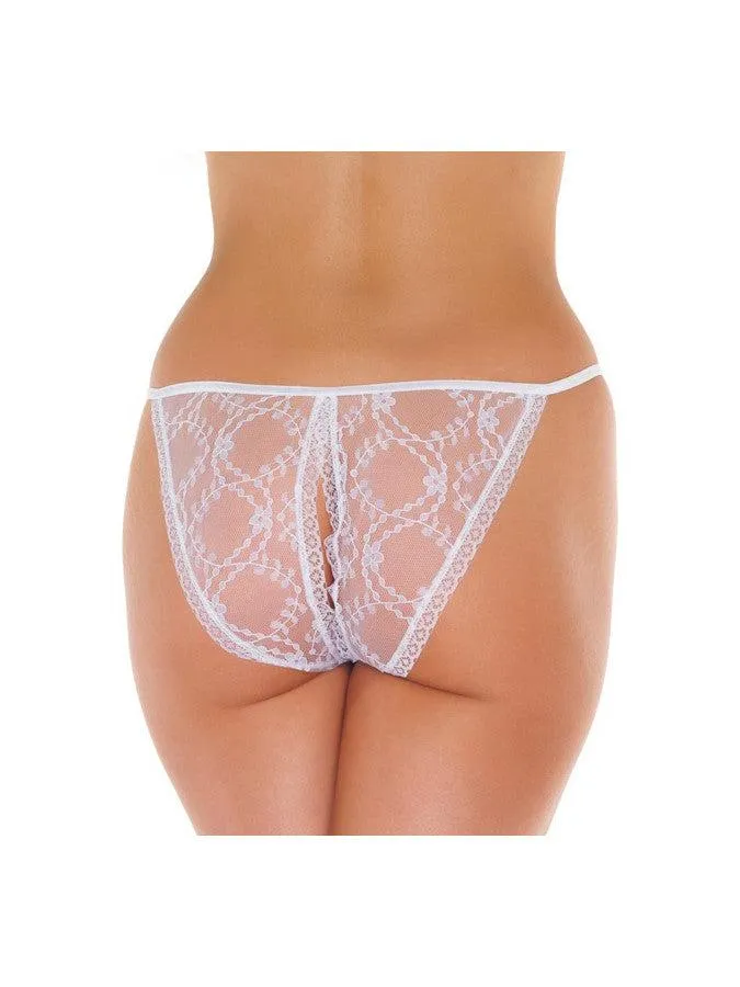 Amorable by Rimba Vibrators | Amorable - Tanga Slip Kant Met Open Kruis - Wit Amorable by Rimba Vibrators | Amorable - Tanga Slip Kant Met Open Kruis - Wit