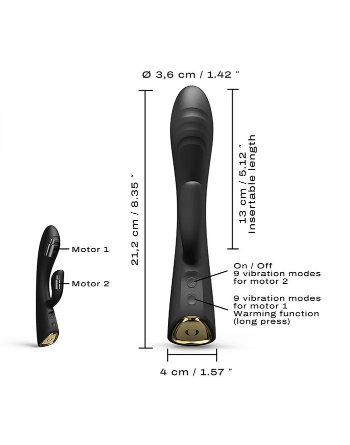 Dorcel - Flexi Rabbit - Verwarmde Tarzan Vibrator - Zwart | Dorcel Vibrators