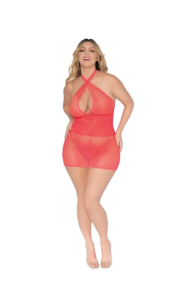 Couples | Dream Girl Lingerie Stretch Lace Chemise Coral Q/s