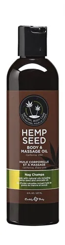 Couples Earthly Body Hemp Seed Massage Oil 8 Fl Oz Nag Champa