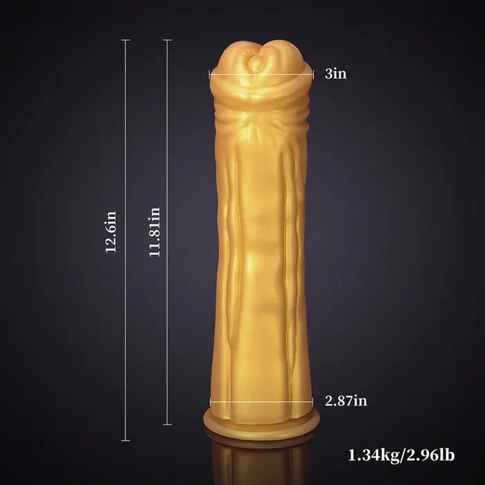 Female Sex Toys | Lovetoyshub 12.6Inch Super Thick Gold Silicone Horse Dildo With Large Suction Cup