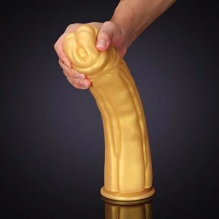 Female Sex Toys | Lovetoyshub 12.6Inch Super Thick Gold Silicone Horse Dildo With Large Suction Cup