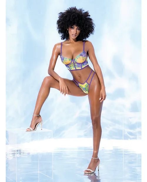 Female Sex Toys | Mapale Embroidered Bralette & Strappy Panty Tuscany Yellow