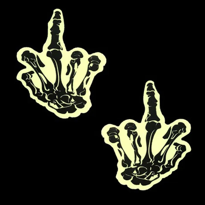 Fuck You Glow in the Dark Skeleton Hand Nipple Cover Pasties Neva Nude Female Sex Toys Fuck You Glow in the Dark Skeleton Hand Nipple Cover Pasties Neva Nude Female Sex Toys