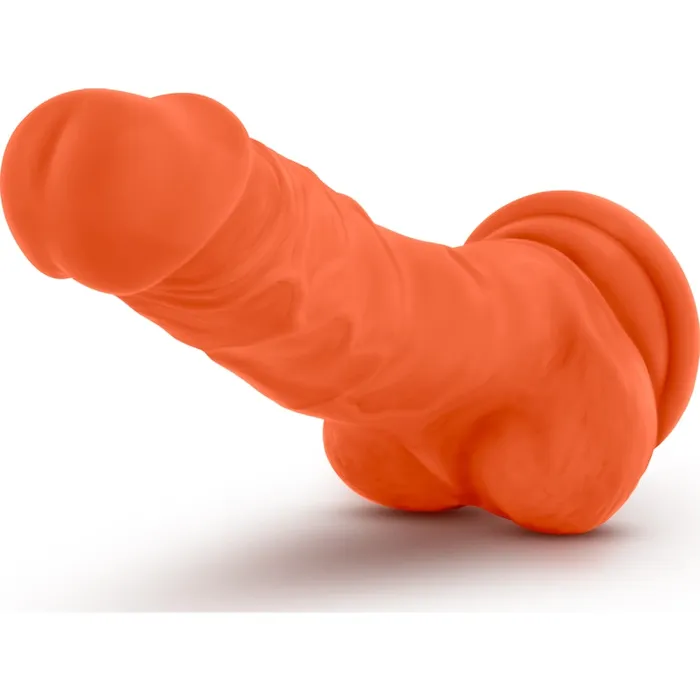 Neo Elite Female Sex Toys | Neo Elite 7.5in Silicone Dual Density Cock with Balls Neon Orange