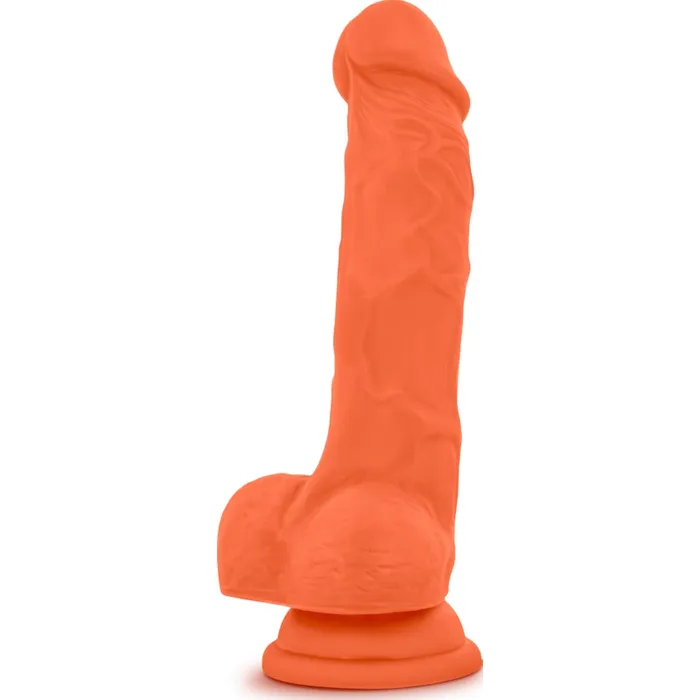 Neo Elite Female Sex Toys | Neo Elite 7.5in Silicone Dual Density Cock with Balls Neon Orange