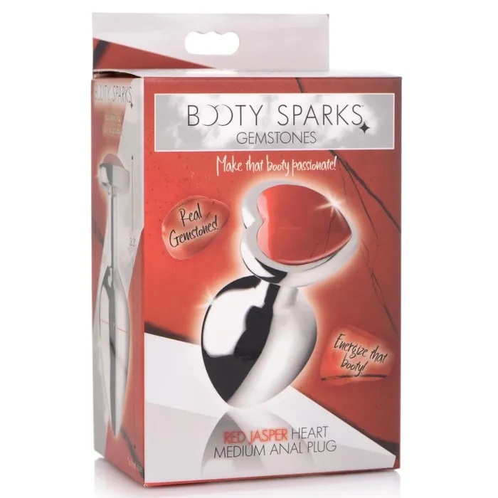 Xr Brands Booty Sparks Male Sex Toys | Red Jasper Heart Anal Plug - Medium