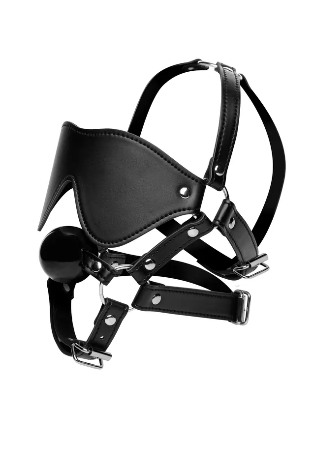 XR Brands Strict Female Sex Toys Blindfold Harness Ball Gag