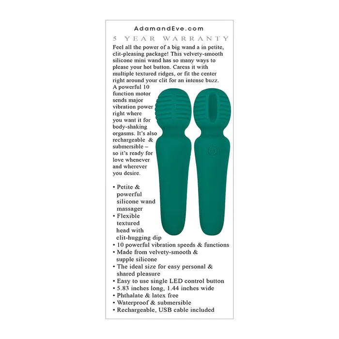 Adam Eve Eves Petite Private Pleasure Wand Green Curve Toys Female Sex Toys