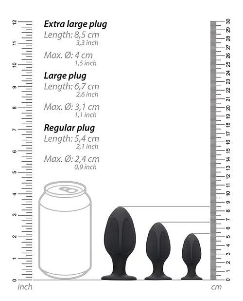 Anal Shots America LLC Shots Ouch Diamond Shape Butt Plug Set Black