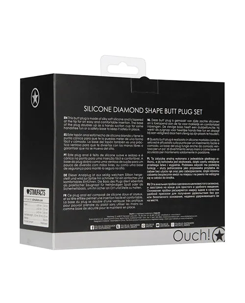 Anal Shots America LLC Shots Ouch Diamond Shape Butt Plug Set Black