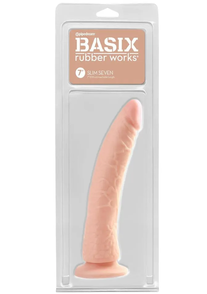 Basix Dong Slim 7 with Suction Cup Basix Rubber Works Female Sex Toys