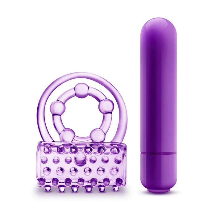 Blush Novelties Couples Play With Me the Player Vibrating Double Strap Ring Purple