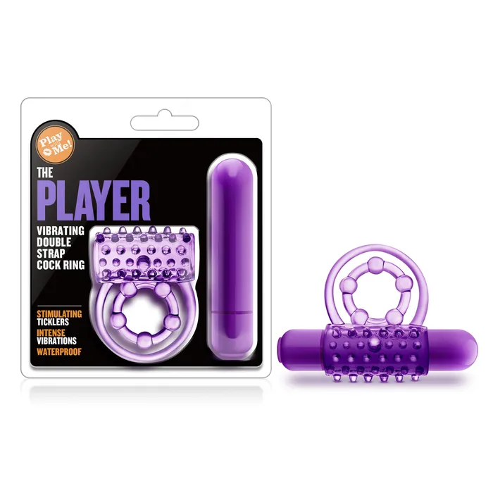 Blush Novelties Couples Play With Me the Player Vibrating Double Strap Ring Purple