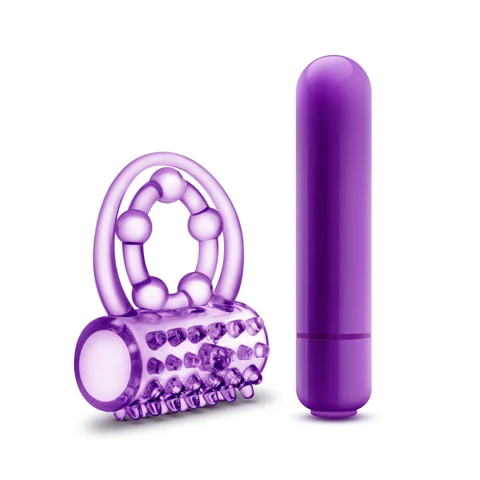 Blush Novelties Couples Play With Me the Player Vibrating Double Strap Ring Purple