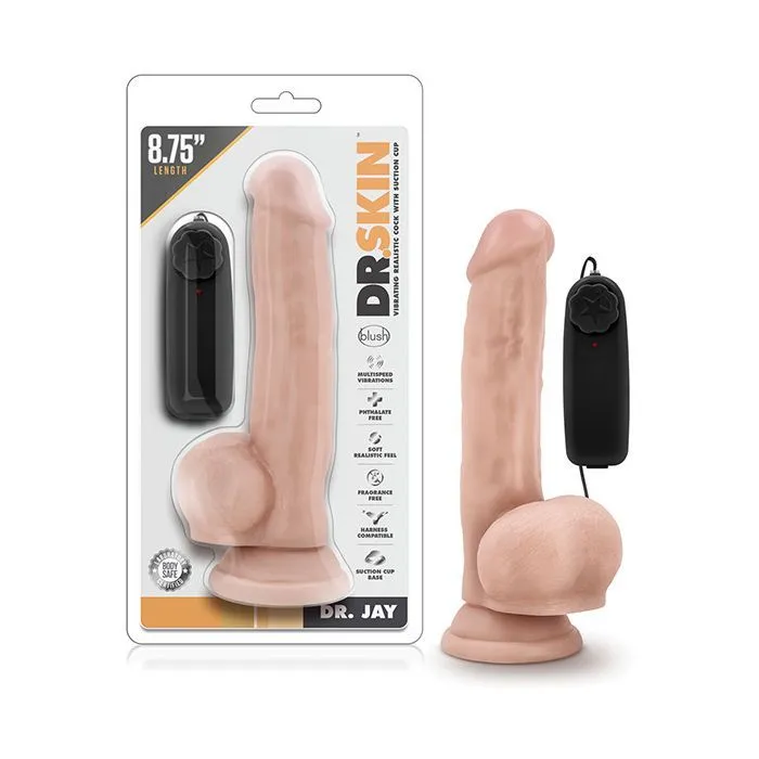 Blush Novelties Female Sex Toys Blush Dr Skin Vibrating Cock With Suction Cup