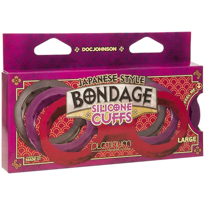 Couples Doc Johnson Japanese Bondage Silicone Cuffs Large Purple