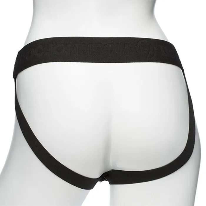 Female Sex Toys Body Extensions Hollow Slim Dong Strapon 2Piece Set Black Doc Johnson