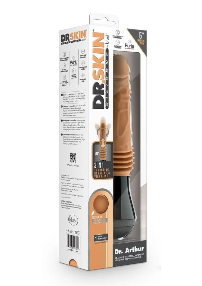 Female Sex Toys Dr Skin Dr Skin Silicone Dr Arthur Rechargeable Thrusting Gyrating Vibrating Dildo