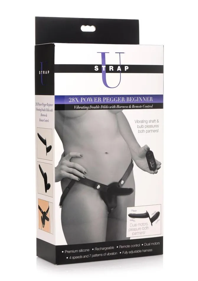 Female Sex Toys Strap U Vibrating Silicone Double Dildo with Harness and Remote Control STRAP U