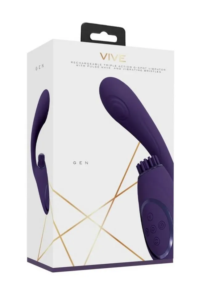 Female Sex Toys Vive by Shots Vive Gen Rechargeable Silicone Triple Motor GSpot Vibrator with Pulse Wave