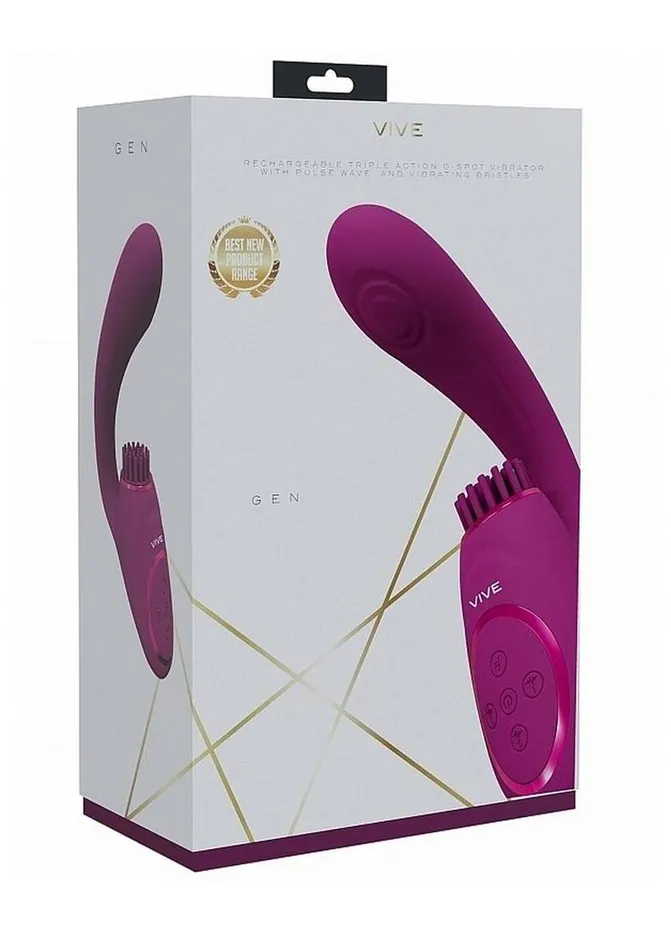 Female Sex Toys Vive by Shots Vive Gen Rechargeable Silicone Triple Motor GSpot Vibrator with Pulse Wave