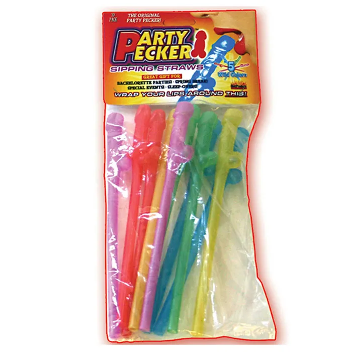 Hott Products Female Sex Toys Party Pecker Straws Asst Color 10Bg