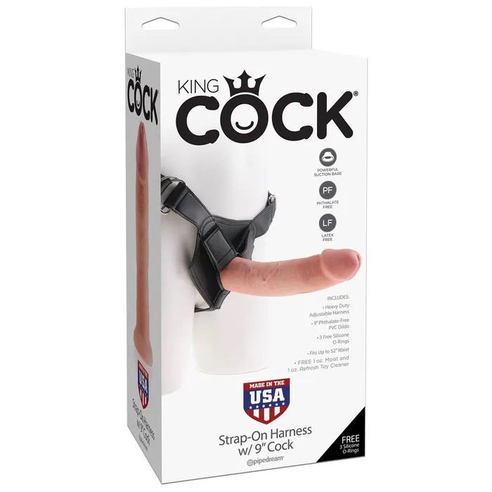 King Cock Strap on Harness With 9 Inch Cock Flesh Pipedream Female Sex Toys