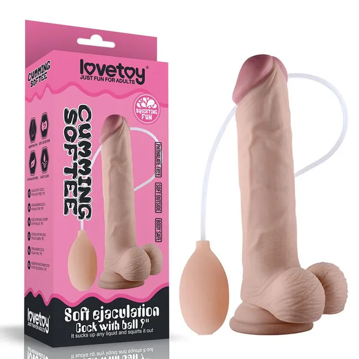 Lovetoy Cumming Softee Soft Ejaculation Cock 9 with Balls 229 cm Squirting Dong Female Sex Toys