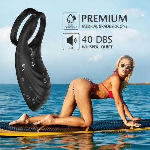 Male Sex Toys SHD 9 Vibration Stimulate Cock Dual Ring Penis Vagina Clit Men Couple
