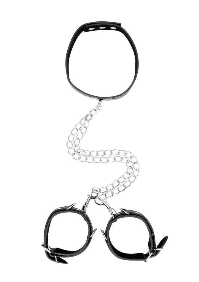 Ouch Couples Ouch Bonded Leather Collar with Hand Cuffs and Leash