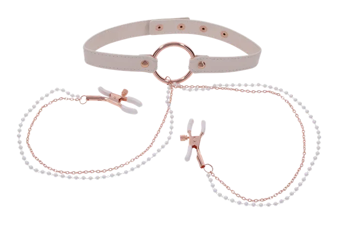 Peaches n Creame Collar with Nipple Clamps Sportsheets Female Sex Toys