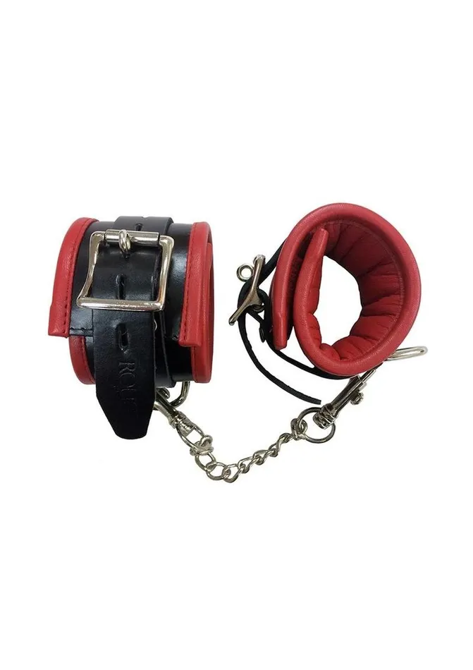 Rouge Padded Leather Adjustable Ankle Cuffs Rouge Restraints
