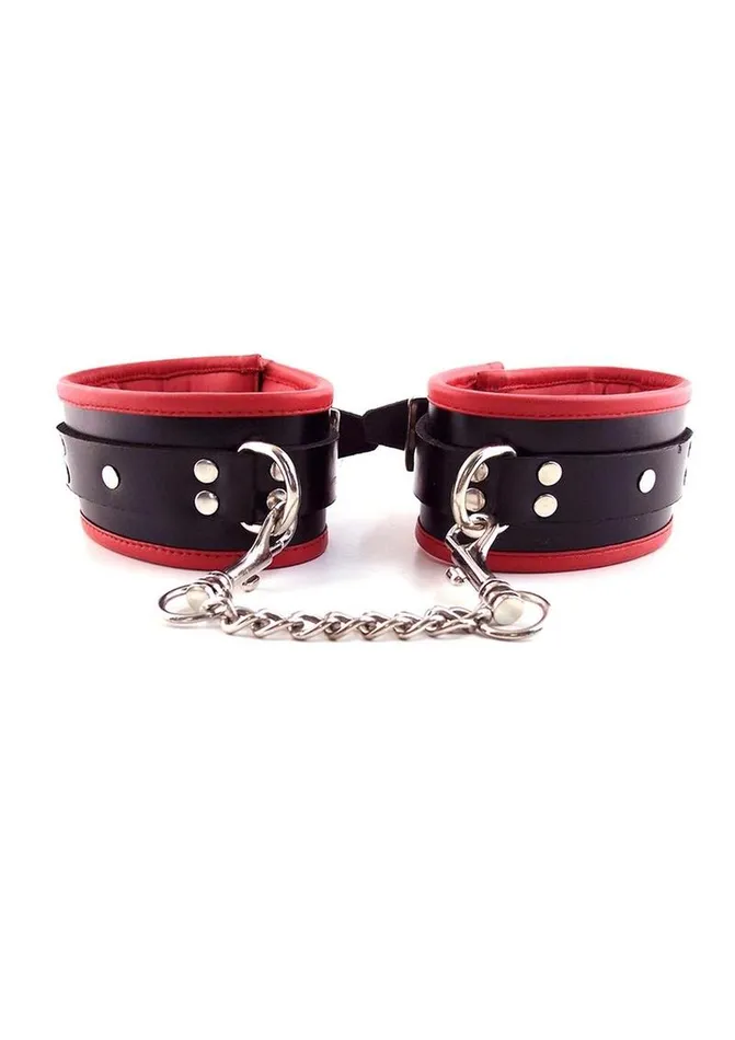 Rouge Padded Leather Adjustable Ankle Cuffs Rouge Restraints