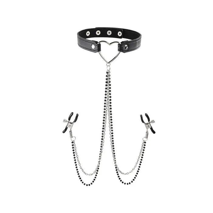 Sex Mischief Female Sex Toys Amor Collar with Nipple Clamps