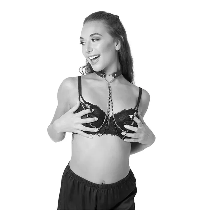 Sex Mischief Female Sex Toys Amor Collar with Nipple Clamps