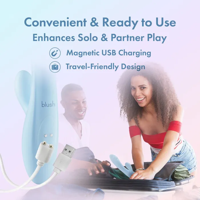 Vibrators Blush Novelties Play With Me Moondust Magic Blue 203 cm USB Rechargeable Rabbit Vibrator