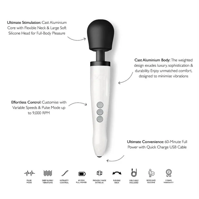 Female Sex Toys Doxy Doxy Die Cast R Rechargeable Wand Star Dust White Female Sex Toys Doxy Doxy Die Cast R Rechargeable Wand Star Dust White