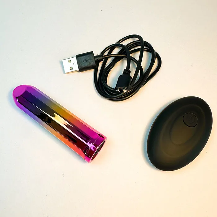 Female Sex Toys KM Global LIP GLOW 10 Function Remote Control Bullet Vibrator 35 Inch