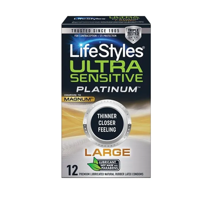 Lifestyles Ultra Sensitive Platinum Condoms Large 12 other Female Sex Toys
