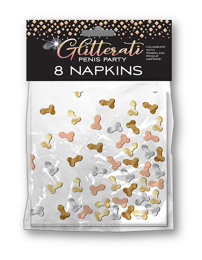 Little Genie Male Sex Toys Glitterati Penis Party Napkins 8 Count