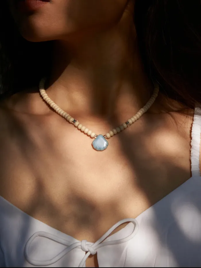 miss sunday Dildos marine natural stone shell glass bead necklace