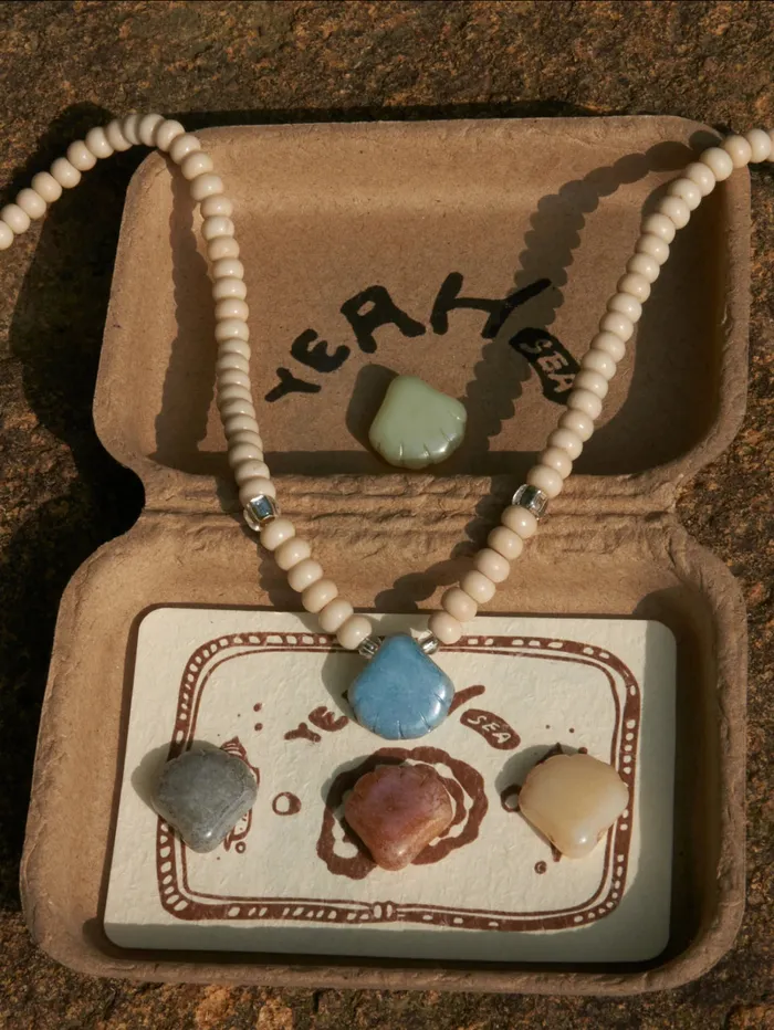 miss sunday Dildos marine natural stone shell glass bead necklace