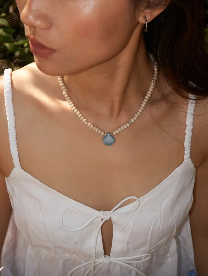 miss sunday Dildos marine natural stone shell glass bead necklace