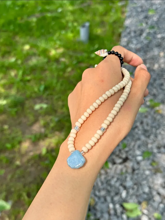 miss sunday Dildos marine natural stone shell glass bead necklace