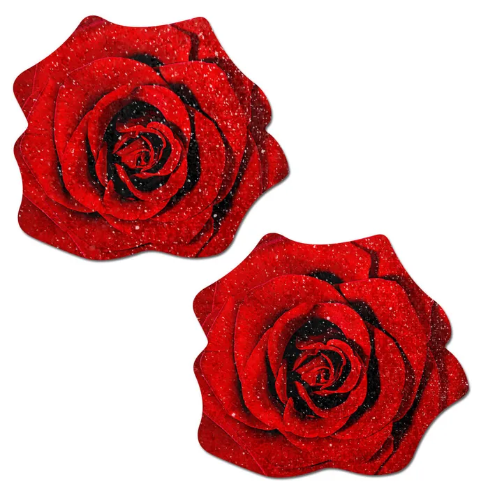Pastease Vibrators Pastease Rose Red Glitter Velvet Nipple Pasties