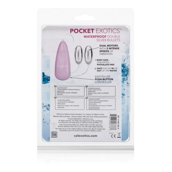 Pocket Exotics Double Silver Bullet Water Prooof California Exotic Novelties Female Sex Toys