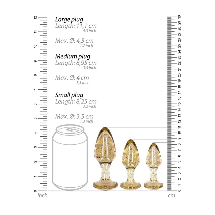 Shots Toys Anal Ouch Golden Glitter Acrylic Butt Plug Set 3 Pieces Shots Toys Anal Ouch Golden Glitter Acrylic Butt Plug Set 3 Pieces