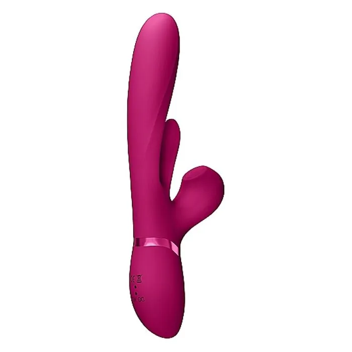 Shots Toys Vibrators Vive Kura Thrusting TripleAction GSpot And Clit Stimulator Pink